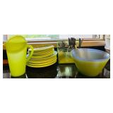 K - Colorful Melamine Dinnerware Set with Flatware, Placemats, Pitcher, and Bowl