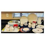 LR - Assorted Dinnerware and Serveware Collection with Plates, Bowls, and Trays