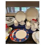 LR - Assorted Dinnerware and Serveware Collection with Plates, Bowls, and Trays