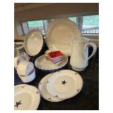 LR - Assorted Dinnerware and Serveware Collection with Plates, Bowls, and Trays
