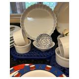 LR - Assorted Dinnerware and Serveware Collection with Plates, Bowls, and Trays