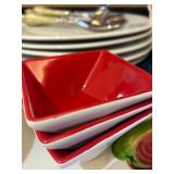 LR - Assorted Dinnerware and Serveware Collection with Plates, Bowls, and Trays