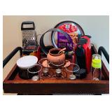 LR - Assorted Kitchenware Collection with Nespresso Machine, Pizza Pan, Garlic Baker, and More