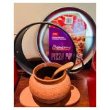 LR - Assorted Kitchenware Collection with Nespresso Machine, Pizza Pan, Garlic Baker, and More