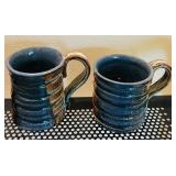 DR/ Hutch - Handcrafted Pottery Pitcher and 2 Mug Set with Blue-Brown Glaze