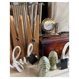 LR - Decorative Home Decor Collection with Figurines, Clocks, Shells, and Accents