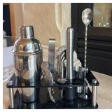 LR - Barware and Decor Collection with Movado Desk Clock, Cocktail Set, and Glassware