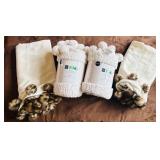 LR -Lot of 4 Plush Kids Throw Blankets with Faux Fur Pom-Poms