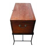 LR - Wooden Storage Chest with Drawer on Metal Stand