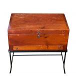 LR - Wooden Storage Chest with Drawer on Metal Stand