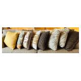 LR - Set of 9 Decorative Throw Pillows Assorted Patterns