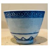 LR - Blue and White Porcelain Teapot and Cup Set with Floral Motif