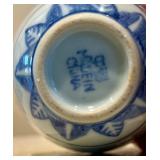 LR - Blue and White Porcelain Teapot and Cup Set with Floral Motif