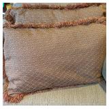 LR - Set of 7 Decorative Throw Pillows with Embroidery and Fringe