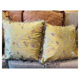LR - Set of 7 Decorative Throw Pillows with Embroidery and Fringe