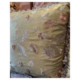 LR - Set of 7 Decorative Throw Pillows with Embroidery and Fringe