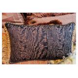 LR - Set of 7 Decorative Throw Pillows with Embroidery and Fringe
