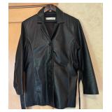 U - Excelled Black Leather Coat with Belt