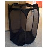 U - Set of 2 Laundry Hampers - Wicker and Black Mesh