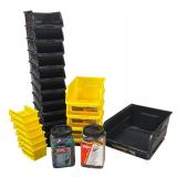 G - Lot of Organizational Storage Bins and 2 Packs of Assorted Bungee Cords