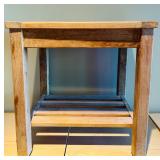 LL - Wooden Slatted Side Table with Bottom Shelf