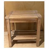 LL - Wooden Slatted Side Table with Bottom Shelf