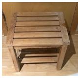 LL - Wooden Slatted Side Table with Bottom Shelf