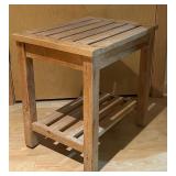 LL - Wooden Slatted Side Table with Bottom Shelf