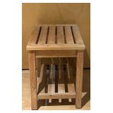 LL - Wooden Slatted Side Table with Bottom Shelf