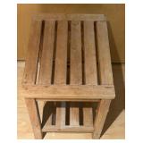 LL - Wooden Slatted Side Table with Bottom Shelf