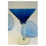 LL - Set of 6 Blue Martini Glasses 7 Inch Tall