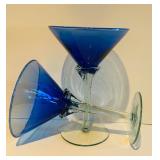 LL - Set of 6 Blue Martini Glasses 7 Inch Tall