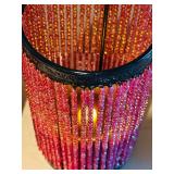 LL - Set of 2 Red Beaded Candle Holders and 2 Boxes 6-Pack LED Glow Candles