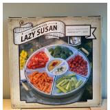 LL - Galvanized Lazy Susan Serving Tray with Removable Melamine Pieces