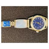 LL  - Sajen 925 Sterling Silver Quartz Watch with Blue Lapis and Moonstone Accents