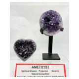 Amethyst Interchangeable Deep Purple Geode and Heart with custom metal stand. Total weight 2lbs.