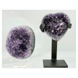Amethyst Interchangeable Deep Purple Geode and Heart with custom metal stand. Total weight 2lbs.