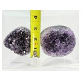 Amethyst Interchangeable Deep Purple Geode and Heart with custom metal stand. Total weight 2lbs.