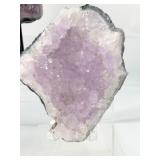 Amethyst Lot of 3-large geode on custom metal stand 1.5 kilo/3 lbs 4 oz., large geode plate 699 gm./1 lb. 9 oz. and a large geode plate 494 gm./1lb. 1 oz.