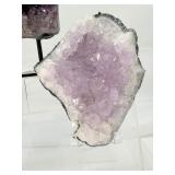Amethyst Lot of 3-large geode on custom metal stand 1.5 kilo/3 lbs 4 oz., large geode plate 699 gm./1 lb. 9 oz. and a large geode plate 494 gm./1lb. 1 oz.