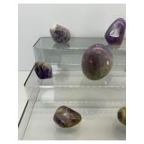Amethyst Misc. Polished Lot of 9: 2 freeforms, 3 gallets & 4 palmstones 883 gm./2 lb.