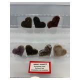 Druzy Quartz Hearts Lot of 7(smoky, amethyst) 160 gm./5.6 oz.