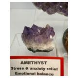 Amethyst lot of 3: deep purple heart 328 gm./11.6 oz., large deep purple geode piece 469 gm./1 lb., small geode piece 89 gm./3 oz.
