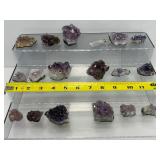 Amethyst rough geode pieces lot of 18: 675gm/1 lb.8oz.