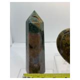 Gorgeous Ocean Jasper Polished Misc. Lot of 2: Heart 628 gm./1 lb 6.2 oz., Generator/tower 512 gm./1 lb. 2.2 oz.