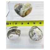 Ocean Jasper Polished Misc Lot of 3: Heart 195 gm./7 oz., Gallet 136 gm./4 oz., gallet 115 gm/4 oz.