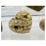 Ocean Jasper Polished Hearts Lot of 5: 287 gm./10 oz., 240 gm./8.5 oz., 107 gm./3.8 oz., 89 gm./3.1 oz., 39 gm./1.4 oz. Total Lot Weight: 3/4 kilo/1.7 lb.: