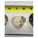 Ocean Jasper Polished Heart Lot of 3: heart 227gm/8oz., heart 169gm/6oz., heart 40gm/1.4oz.