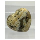 Ocean Jasper Lot of 3 Polished Hearts: 93 gm./3.3 oz., 91 gm./3.2 oz., 87 gm./3.1 oz