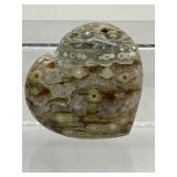 Ocean Jasper Lot of 3 Polished Hearts: 93 gm./3.3 oz., 91 gm./3.2 oz., 87 gm./3.1 oz